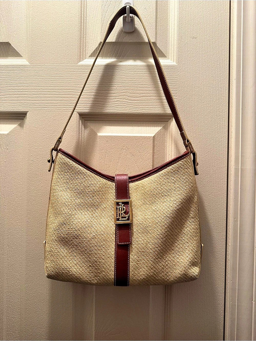Lauren Ralph Lauren Woven Shoulder Bag Beige & Brown